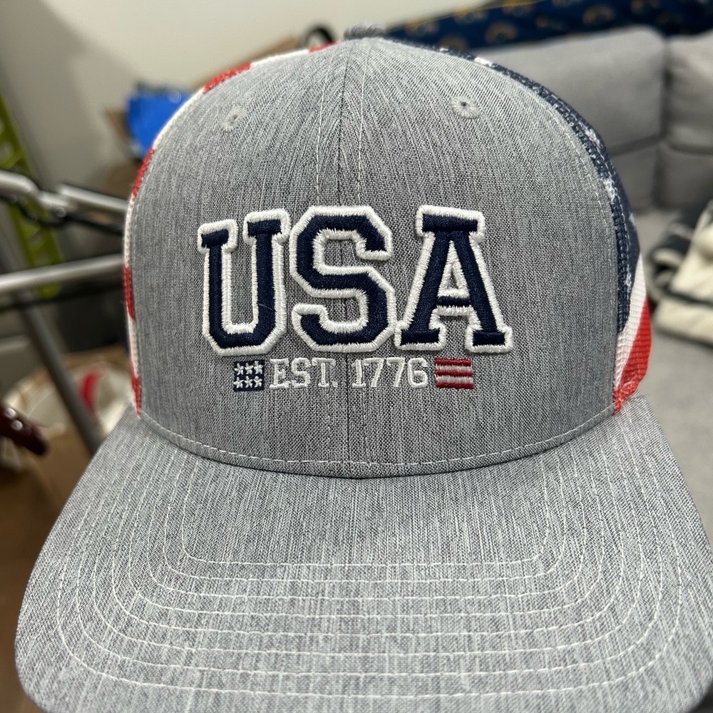 USA Gray and Red Cap
